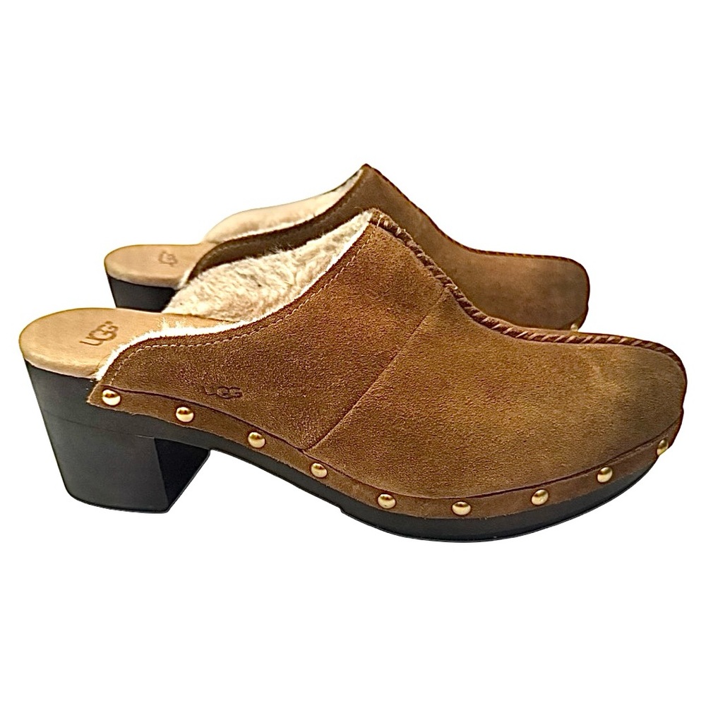 UGG Kassi Clogs Women’s Size 9 Chestnut Brown Suede Shearling Lined Slip On - Picture 5 of 8
